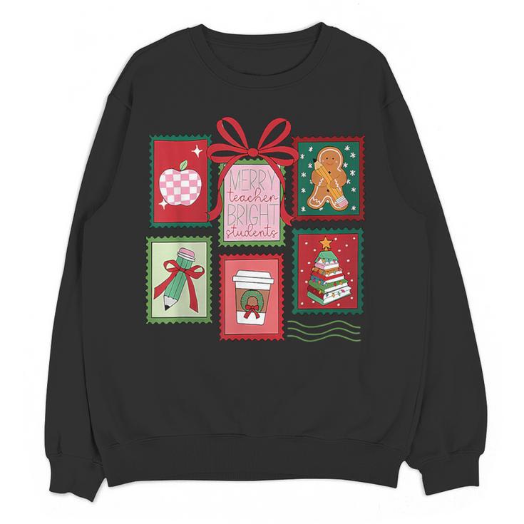 Christmas Teacher Stamps Women Crewneck Sweatshirt, novelty gifts, funny gifts