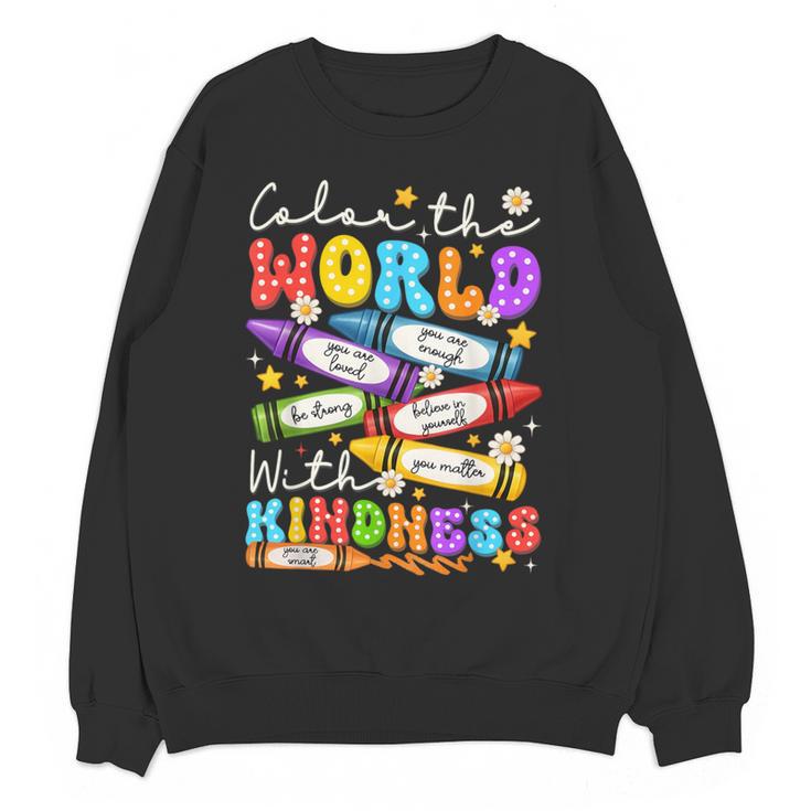 Color The World With Kindness Crayon Positivity Teacher Women Crewneck Sweatshirt, novelty gifts, funny gifts Color The World With Kindness Crayon Positivity Teacher Women Crewneck Sweatshirt, novelty gifts, funny gifts