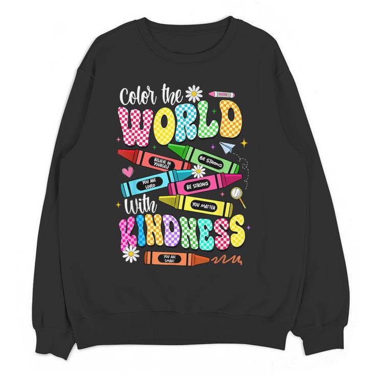 Color The World With Kindness Teacher Back To School Women Crewneck Sweatshirt, novelty gifts, funny gifts Color The World With Kindness Teacher Back To School Women Crewneck Sweatshirt, novelty gifts, funny gifts