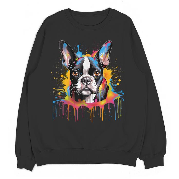 Colorful Boston Terrier Dog For Men Women Kids Women Crewneck Sweatshirt, novelty gifts, funny gifts