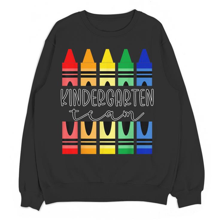 Colorful Crayon Kindergarten Team Tee For Teachers Students Men Women Kids Women Crewneck Sweatshirt, novelty gifts, funny gifts