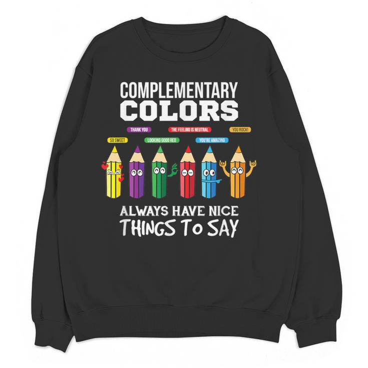 Complementary Colors Pun Artist Art Teacher T-Shirt Women Crewneck Sweatshirt, novelty gifts, funny gifts Complementary Colors Pun Artist Art Teacher T-Shirt Women Crewneck Sweatshirt, novelty gifts, funny gifts