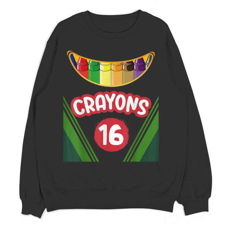 Crayon Box Fun Teacher Student Crayon Squad Halloween 2023 Women Crewneck Sweatshirt, novelty gifts, funny gifts