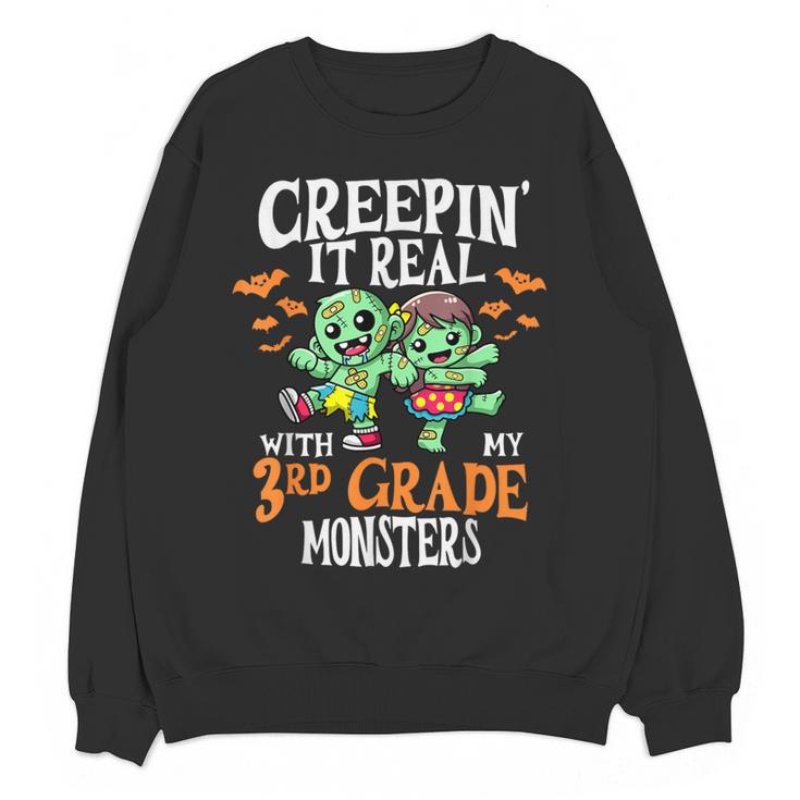 Creepin It Real Monster School 3rd Grade Teacher Halloween Women Crewneck Sweatshirt, novelty gifts, funny gifts Creepin It Real Monster School 3rd Grade Teacher Halloween Women Crewneck Sweatshirt, novelty gifts, funny gifts
