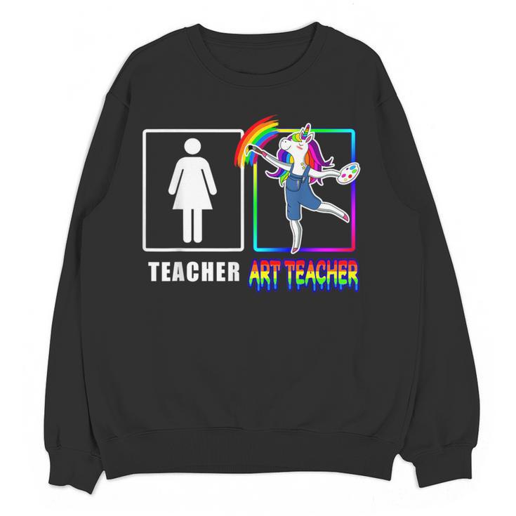 Cute Art Teacher Magical Dabbing Unicorn Artist Women Crewneck Sweatshirt, novelty gifts, funny gifts