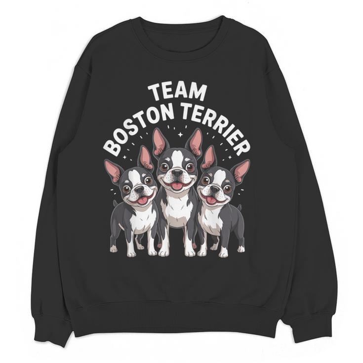 Cute Cartoon For Dog Owners Pet Team Boston Terrier Women Crewneck Sweatshirt, novelty gifts, funny gifts