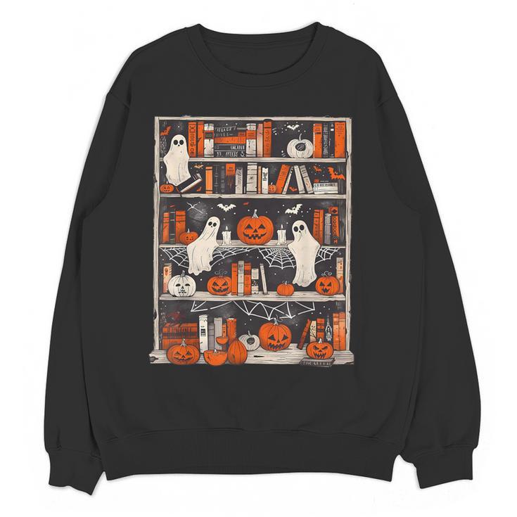 Cute Ghost Book Reading Books Lover Spooky Teacher Halloween Women Crewneck Sweatshirt, novelty gifts, funny gifts