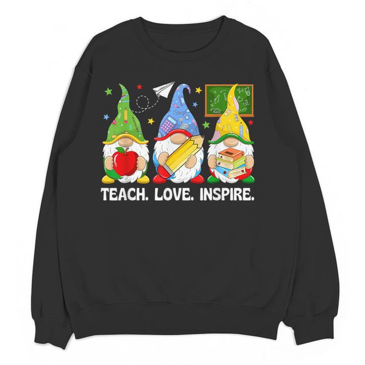 Cute Gnomes Teach Love And Inspire Back To School Teacher Women Crewneck Sweatshirt, novelty gifts, funny gifts Cute Gnomes Teach Love And Inspire Back To School Teacher Women Crewneck Sweatshirt, novelty gifts, funny gifts