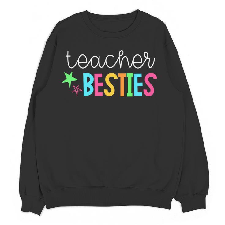 Cute Teacher Shirt Teacher Besties Women Crewneck Sweatshirt, novelty gifts, funny gifts