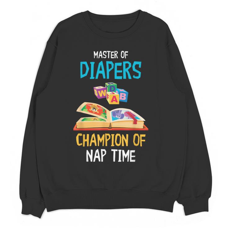Daycare Provider Master Of Diapers Childcare Teacher Women Crewneck Sweatshirt, novelty gifts, funny gifts