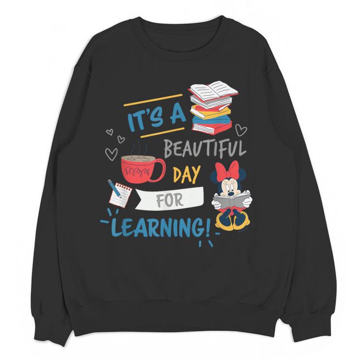 Disney Minnie Mouse Beautiful Day For Learning Teacher's Day Women Crewneck Sweatshirt, novelty gifts, funny gifts Disney Minnie Mouse Beautiful Day For Learning Teacher's Day Women Crewneck Sweatshirt, novelty gifts, funny gifts