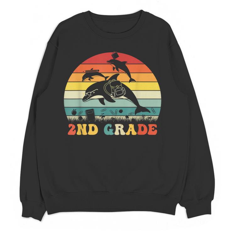 Dolphin Second Grade Back To School Teacher Student Women Crewneck Sweatshirt, novelty gifts, funny gifts