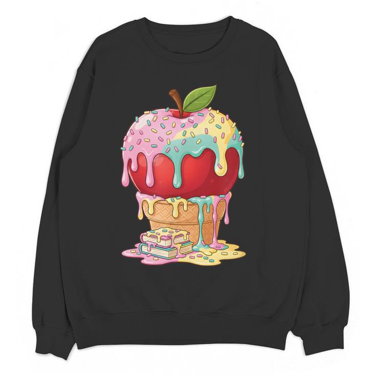 Dripping Apple Ice Cream Cone Cute Teacher Appreciation Women Crewneck Sweatshirt, novelty gifts, funny gifts Dripping Apple Ice Cream Cone Cute Teacher Appreciation Women Crewneck Sweatshirt, novelty gifts, funny gifts