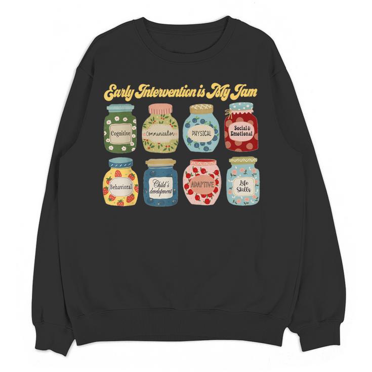 Early Intervention Is My Jam Early Intervention Teacher Women Crewneck Sweatshirt, novelty gifts, funny gifts Early Intervention Is My Jam Early Intervention Teacher Women Crewneck Sweatshirt, novelty gifts, funny gifts