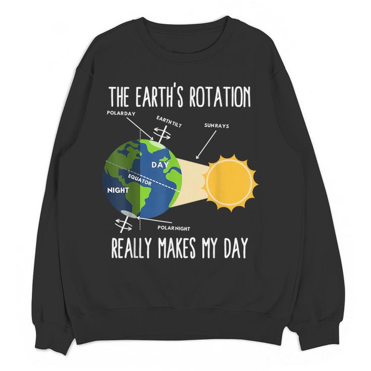 Earth Rotation Earth Day Science Teacher Kids Women Women Crewneck Sweatshirt, novelty gifts, funny gifts