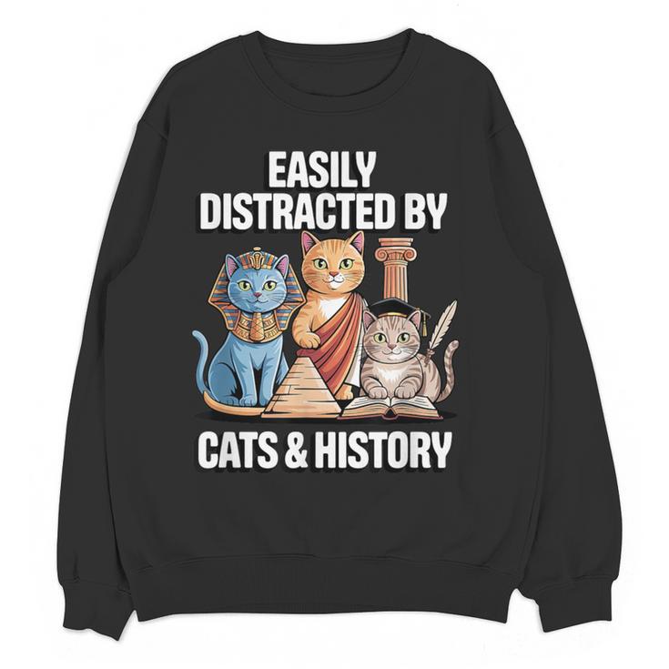 Easily Distracted By Cats & History Teacher Women Men Women Crewneck Sweatshirt, novelty gifts, funny gifts Easily Distracted By Cats & History Teacher Women Men Women Crewneck Sweatshirt, novelty gifts, funny gifts