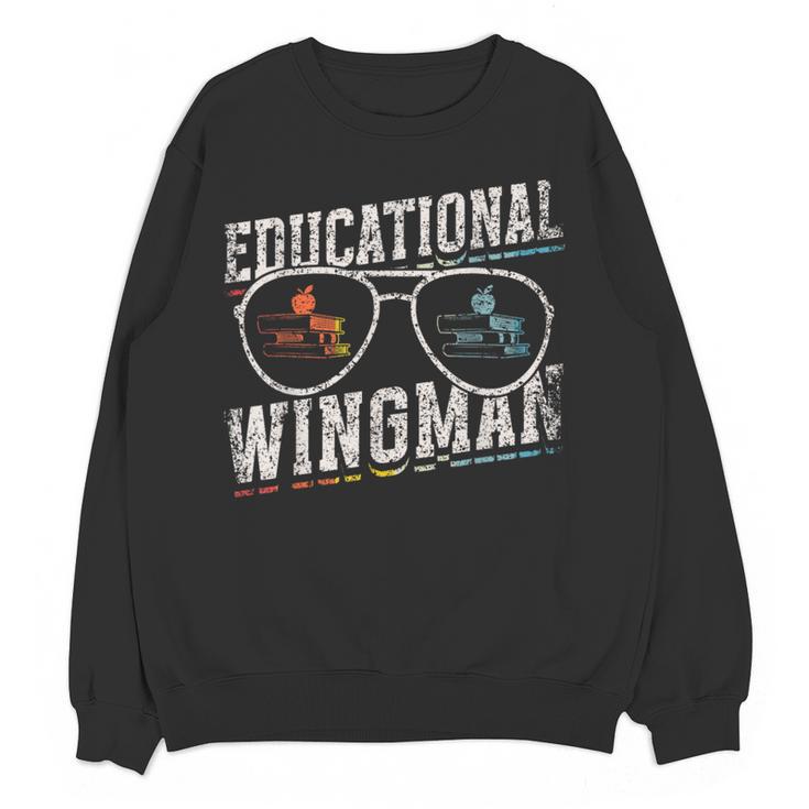Educational Wingman Assisting Teacher Teaching Assistant Women Crewneck Sweatshirt, novelty gifts, funny gifts