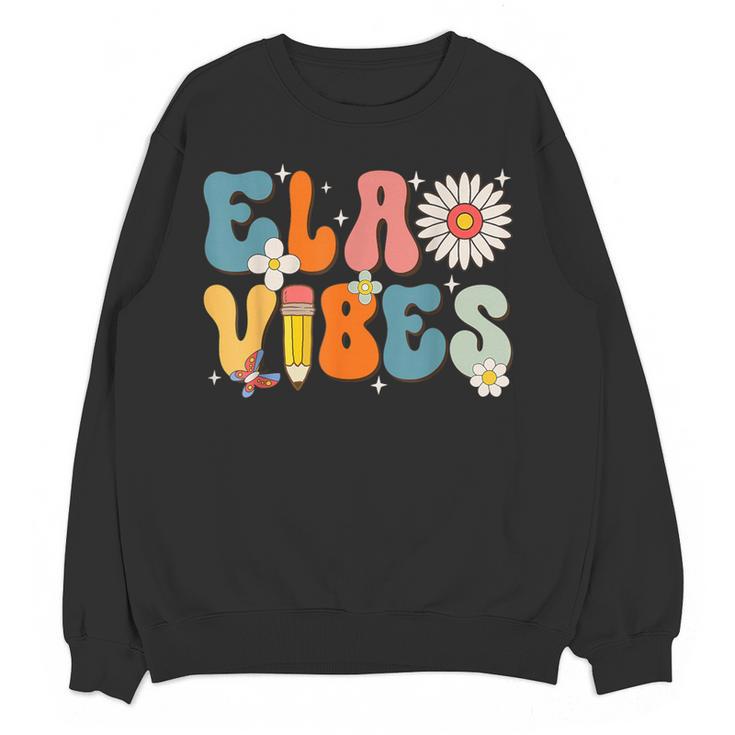 English Teacher Ela Vibes Teacher Kids First Day Of School Women Crewneck Sweatshirt, novelty gifts, funny gifts English Teacher Ela Vibes Teacher Kids First Day Of School Women Crewneck Sweatshirt, novelty gifts, funny gifts