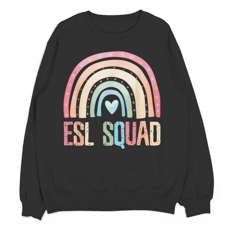 ESL Squad Teacher Crew Team Back To School English Rainbow Women Crewneck Sweatshirt, novelty gifts, funny gifts