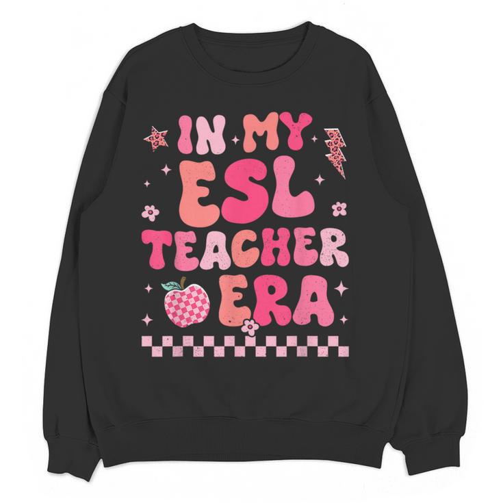 In My Esl Teacher Era Back To School ESL Teacher Groovy Women Crewneck Sweatshirt, novelty gifts, funny gifts In My Esl Teacher Era Back To School ESL Teacher Groovy Women Crewneck Sweatshirt, novelty gifts, funny gifts