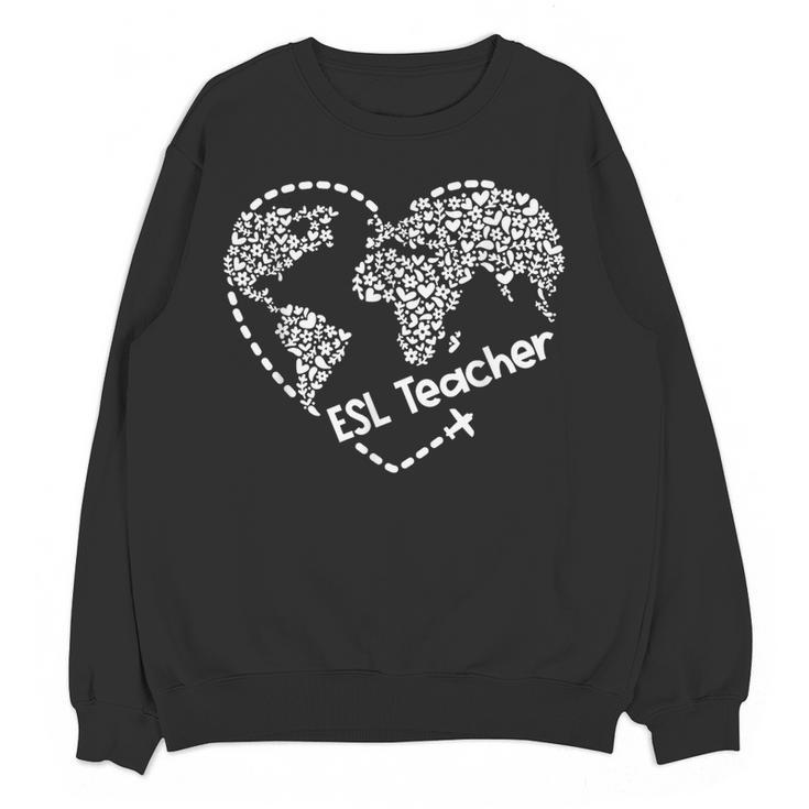 ESL Teacher ESOL Student Cute Heart Shape English Teacher Women Crewneck Sweatshirt, novelty gifts, funny gifts