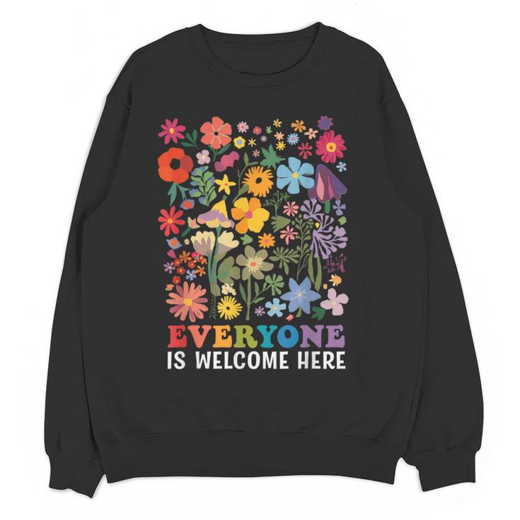 Everyone Is Welcome Here Tshirt Idaho Teacher Support Retro Women Crewneck Sweatshirt, novelty gifts, funny gifts