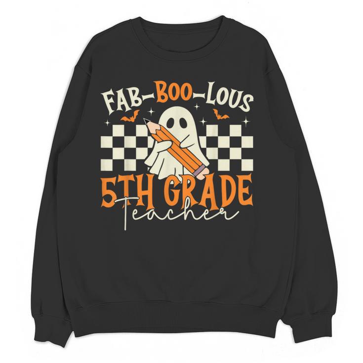 Fab Boo Lous 5th Grade Teacher Retro Ghost Spooky Halloween Women Crewneck Sweatshirt, novelty gifts, funny gifts Fab Boo Lous 5th Grade Teacher Retro Ghost Spooky Halloween Women Crewneck Sweatshirt, novelty gifts, funny gifts