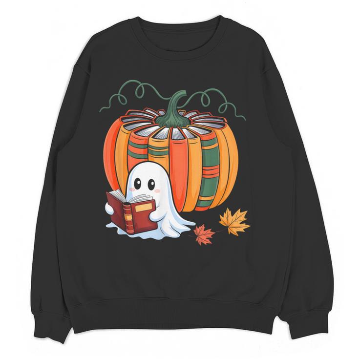 Fall Book Pumpkin Ghost Reading Books Halloween Teacher Women Crewneck Sweatshirt, novelty gifts, funny gifts Fall Book Pumpkin Ghost Reading Books Halloween Teacher Women Crewneck Sweatshirt, novelty gifts, funny gifts