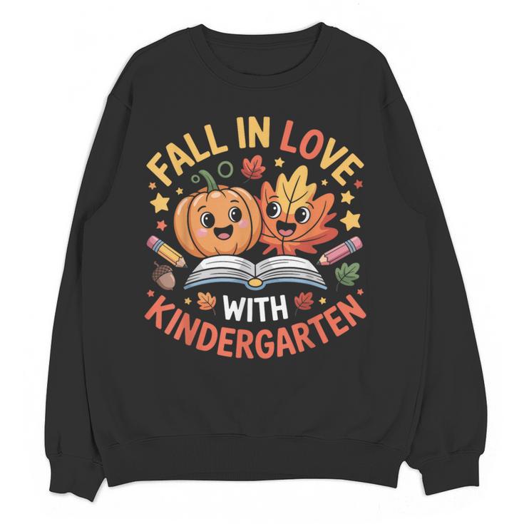 Fall In Love With Kindergarten Autumn Kindergarten Teacher Women Crewneck Sweatshirt, novelty gifts, funny gifts Fall In Love With Kindergarten Autumn Kindergarten Teacher Women Crewneck Sweatshirt, novelty gifts, funny gifts