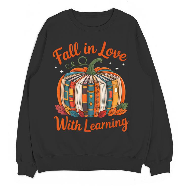 Fall In Love With Learning Book Lover Autumn Pumpkin Teacher Women Crewneck Sweatshirt, novelty gifts, funny gifts Fall In Love With Learning Book Lover Autumn Pumpkin Teacher Women Crewneck Sweatshirt, novelty gifts, funny gifts