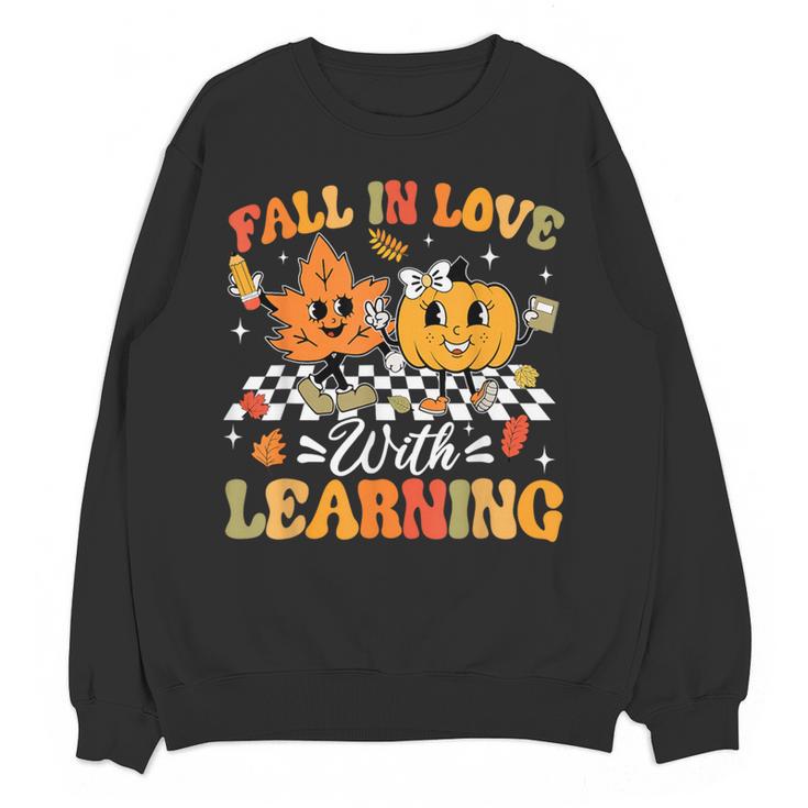Fall In Love With Learning Fall Teacher Thanksgiving Retro Women Crewneck Sweatshirt, novelty gifts, funny gifts Fall In Love With Learning Fall Teacher Thanksgiving Retro Women Crewneck Sweatshirt, novelty gifts, funny gifts