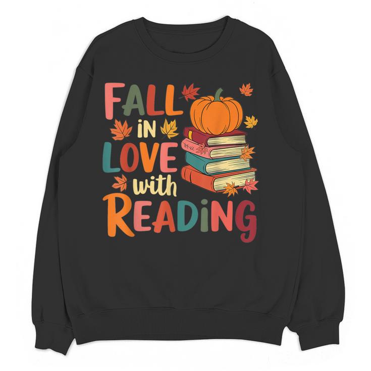 Fall In Love With Reading Autumn Thanksgiving Shirt Teacher Women Crewneck Sweatshirt, novelty gifts, funny gifts Fall In Love With Reading Autumn Thanksgiving Shirt Teacher Women Crewneck Sweatshirt, novelty gifts, funny gifts