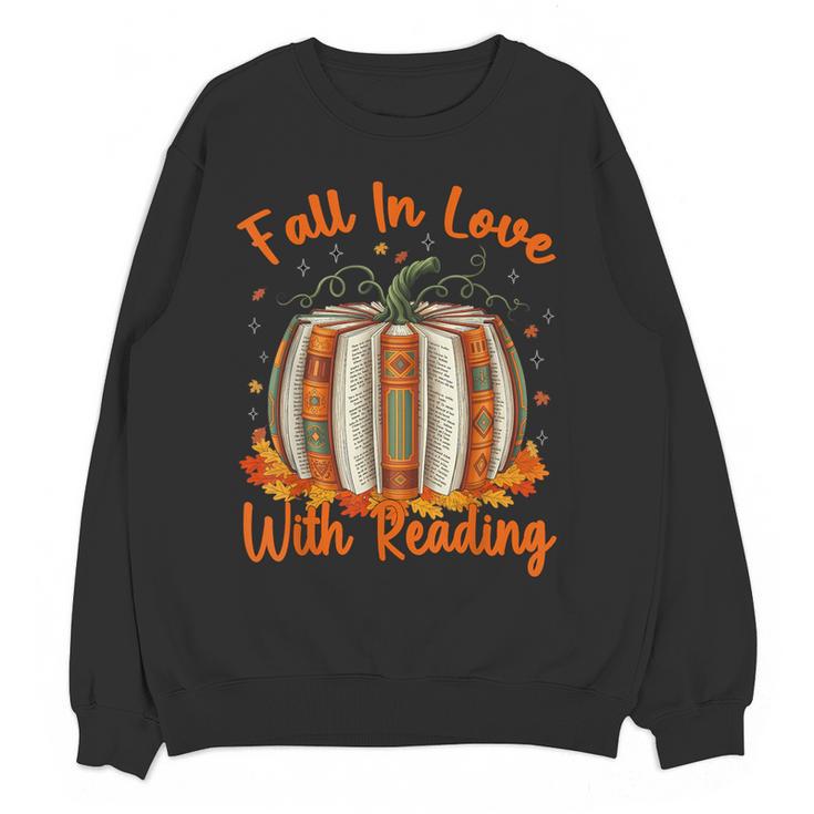 Fall In Love With Reading Pumpkin Autumn Librarians Teacher Women Crewneck Sweatshirt, novelty gifts, funny gifts Fall In Love With Reading Pumpkin Autumn Librarians Teacher Women Crewneck Sweatshirt, novelty gifts, funny gifts