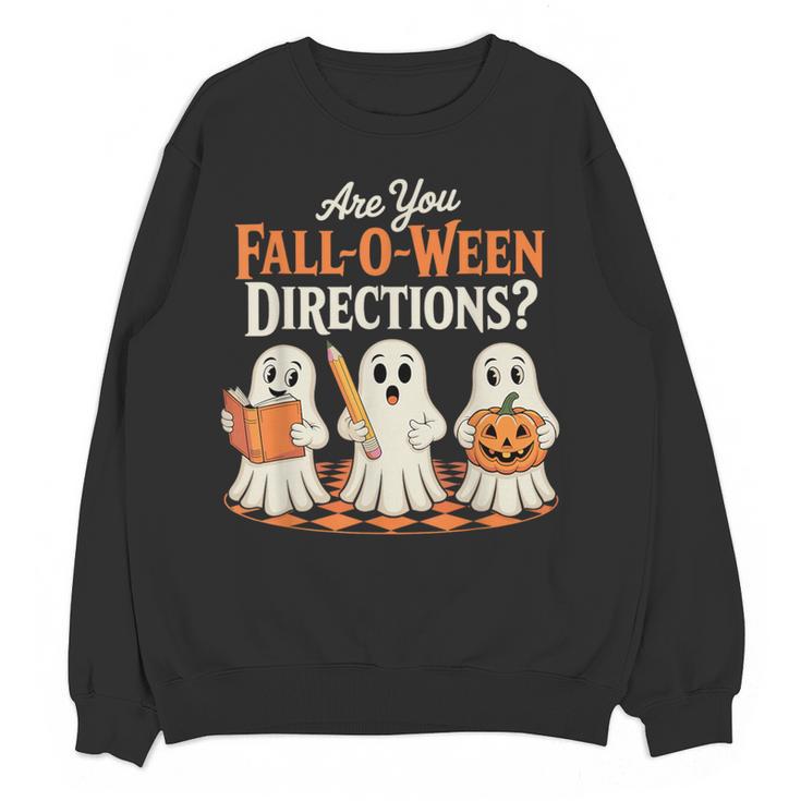 Are You Fall O Ween DirectionsRetro Teacher Halloween Ghost Women Crewneck Sweatshirt, novelty gifts, funny gifts Are You Fall O Ween DirectionsRetro Teacher Halloween Ghost Women Crewneck Sweatshirt, novelty gifts, funny gifts