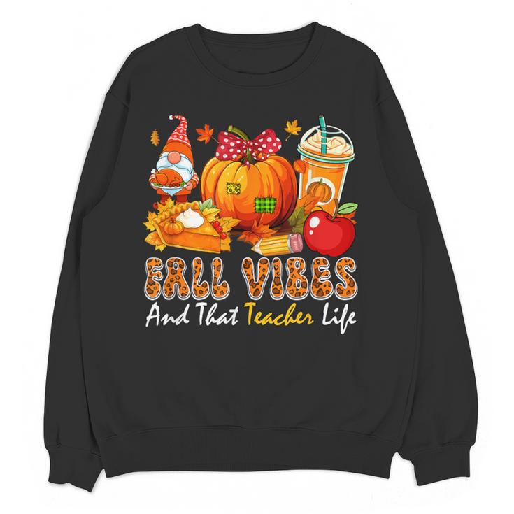 Fall Vibes Costume Teacher Thanksgiving Leopard Gnome Women Crewneck Sweatshirt, novelty gifts, funny gifts Fall Vibes Costume Teacher Thanksgiving Leopard Gnome Women Crewneck Sweatshirt, novelty gifts, funny gifts