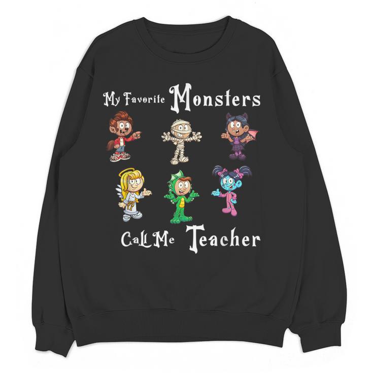 My Favorite Monsters Call Me Teacher Thank Mummy Vampire Bat Women Crewneck Sweatshirt, novelty gifts, funny gifts My Favorite Monsters Call Me Teacher Thank Mummy Vampire Bat Women Crewneck Sweatshirt, novelty gifts, funny gifts