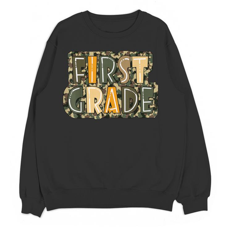 First 1St Grade Camo Camouflage Boy Teacher Back To School Women Crewneck Sweatshirt, novelty gifts, funny gifts First 1St Grade Camo Camouflage Boy Teacher Back To School Women Crewneck Sweatshirt, novelty gifts, funny gifts