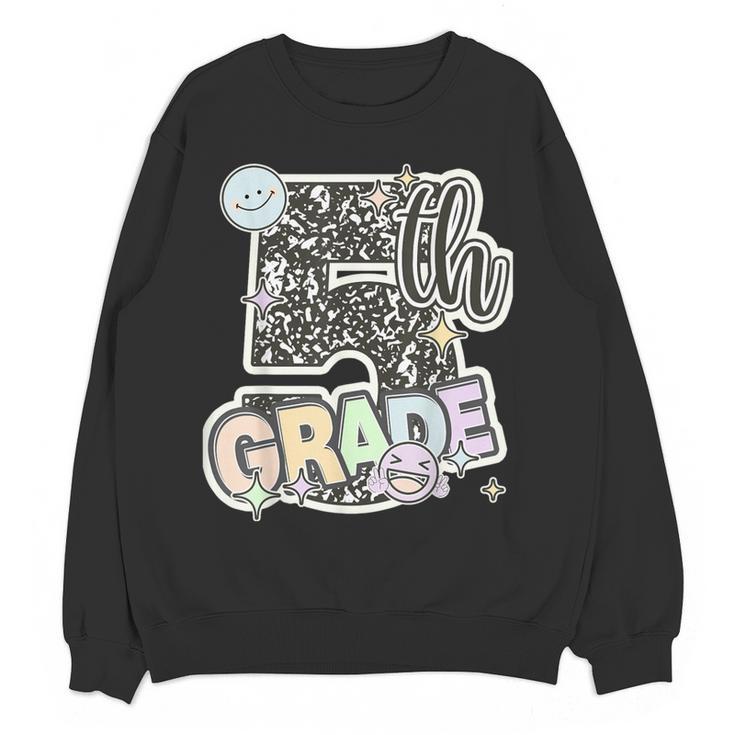 First Day Of Fifth Grade Composition Notebook Teacher Women Crewneck Sweatshirt, novelty gifts, funny gifts