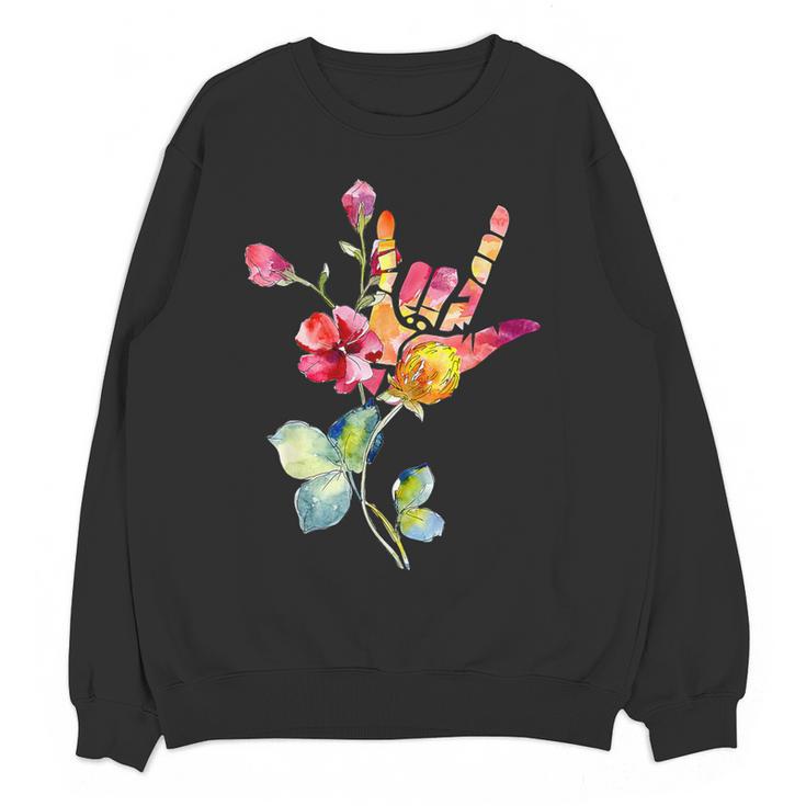 Flower American Sign Language ASL Teacher Teaching Deaf Women Crewneck Sweatshirt, novelty gifts, funny gifts Flower American Sign Language ASL Teacher Teaching Deaf Women Crewneck Sweatshirt, novelty gifts, funny gifts