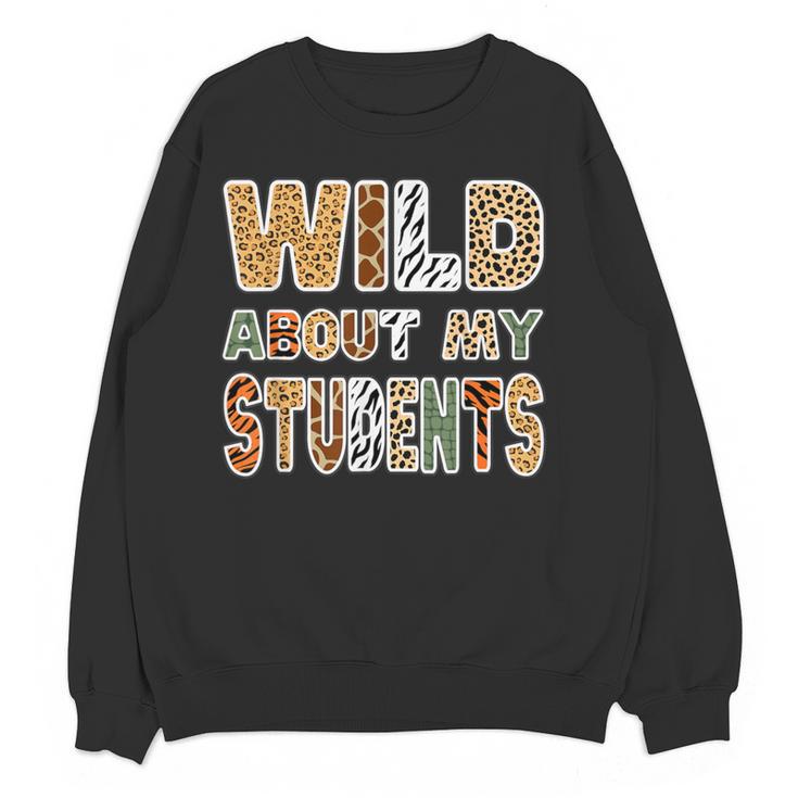 Fun Zoo Animal Print Teacher Shirts Wild About My Students Women Crewneck Sweatshirt, novelty gifts, funny gifts Fun Zoo Animal Print Teacher Shirts Wild About My Students Women Crewneck Sweatshirt, novelty gifts, funny gifts