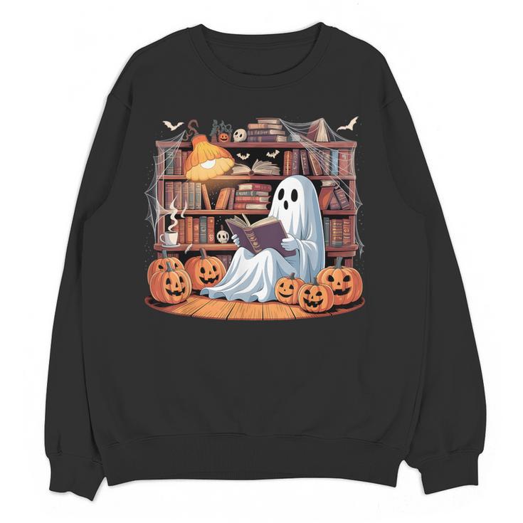 Ghost Book Reading Halloween Books Lover Teacher Women Crewneck Sweatshirt, novelty gifts, funny gifts