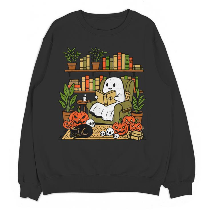 Ghost Library Reading Books Halloween Librarian Teacher Women Crewneck Sweatshirt, novelty gifts, funny gifts Ghost Library Reading Books Halloween Librarian Teacher Women Crewneck Sweatshirt, novelty gifts, funny gifts