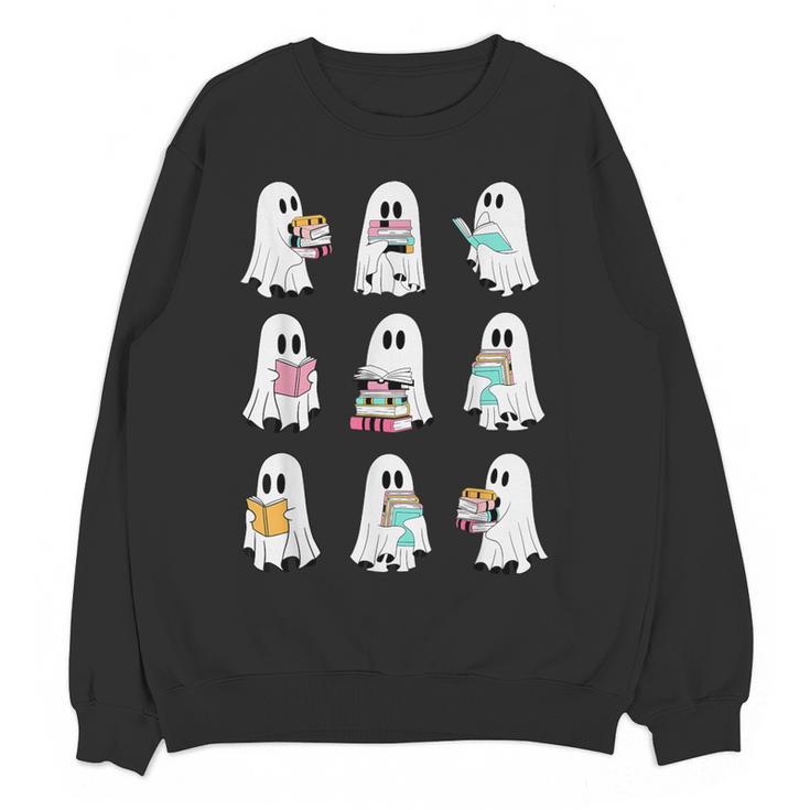 Ghost Reading Books Spooky Librarian Teacher Women Women Crewneck Sweatshirt, novelty gifts, funny gifts Ghost Reading Books Spooky Librarian Teacher Women Women Crewneck Sweatshirt, novelty gifts, funny gifts