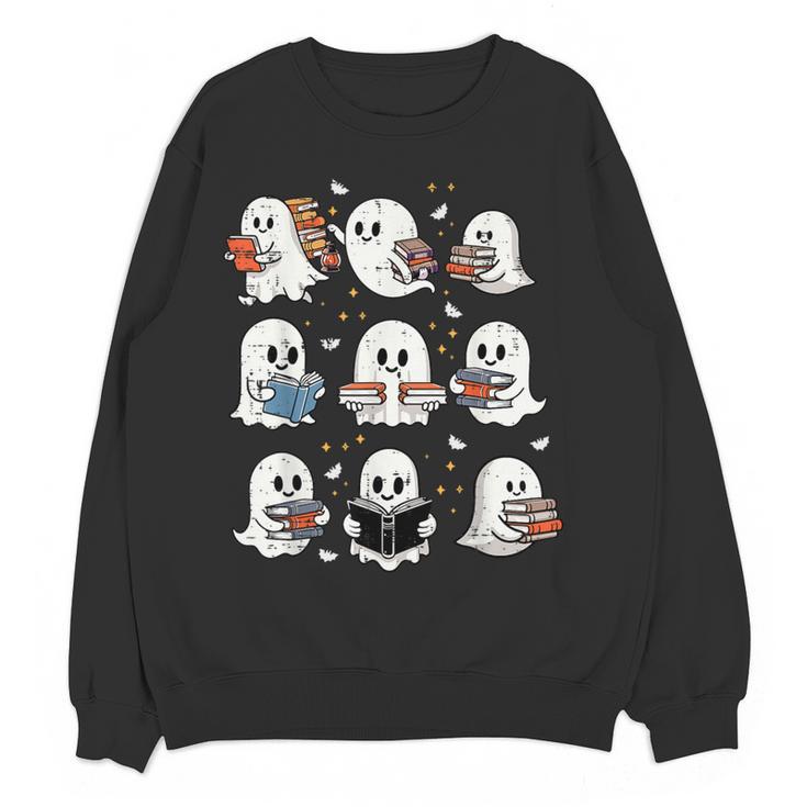 Ghosts With Books Library Halloween Men Women Kids Teacher Women Crewneck Sweatshirt, novelty gifts, funny gifts Ghosts With Books Library Halloween Men Women Kids Teacher Women Crewneck Sweatshirt, novelty gifts, funny gifts