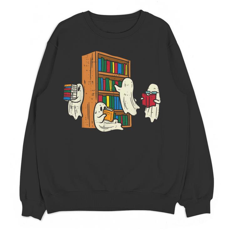 Ghosts Reading Books Teacher Halloween Librarian Boooks Women Crewneck Sweatshirt, novelty gifts, funny gifts
