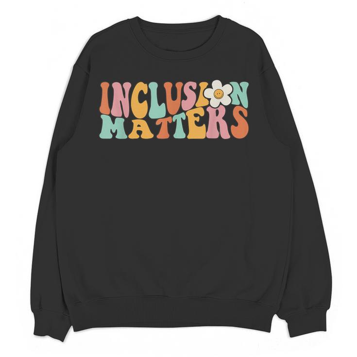 Gnoovy Vintage Inclusion Matters Special Education Teacher Women Crewneck Sweatshirt, novelty gifts, funny gifts