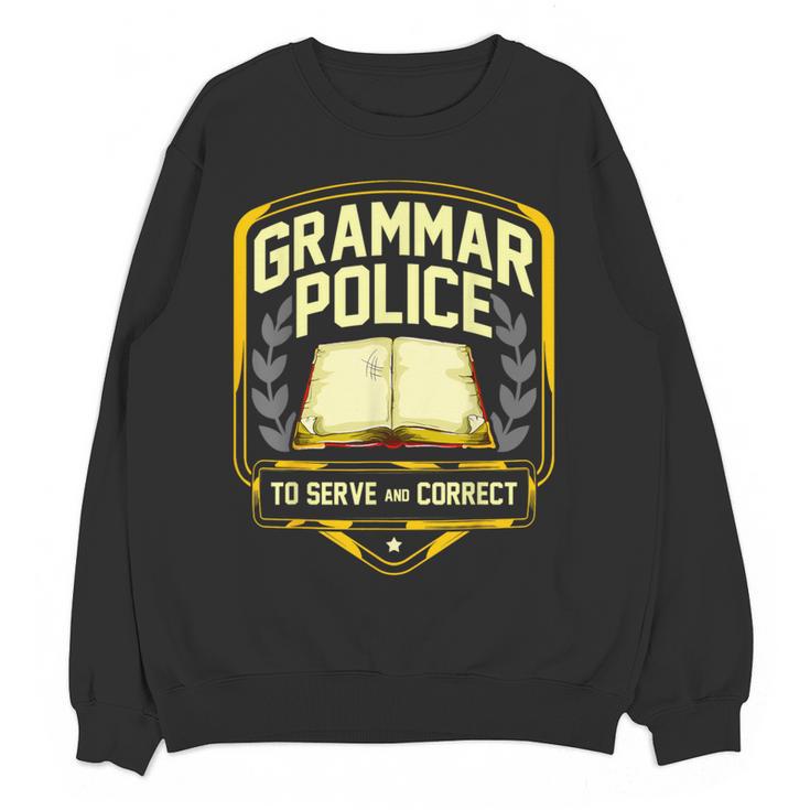 Grammar Police To Serve And Correct English Teacher Women Crewneck Sweatshirt, novelty gifts, funny gifts Grammar Police To Serve And Correct English Teacher Women Crewneck Sweatshirt, novelty gifts, funny gifts