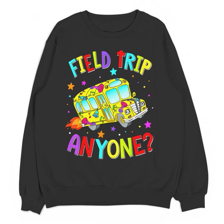 Groovy Field Trip Anyone Happy Field Day For Teachers Kids Women Crewneck Sweatshirt, novelty gifts, funny gifts Groovy Field Trip Anyone Happy Field Day For Teachers Kids Women Crewneck Sweatshirt, novelty gifts, funny gifts