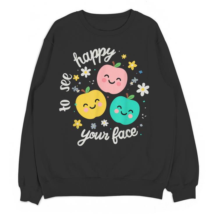 Groovy Happy To See Your Face Teacher School Appreciation Women Crewneck Sweatshirt, novelty gifts, funny gifts Groovy Happy To See Your Face Teacher School Appreciation Women Crewneck Sweatshirt, novelty gifts, funny gifts