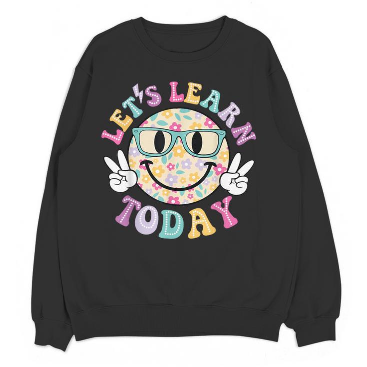 Groovy Retro Lets Learn Today Teacher Student Back To School Women Crewneck Sweatshirt, novelty gifts, funny gifts Groovy Retro Lets Learn Today Teacher Student Back To School Women Crewneck Sweatshirt, novelty gifts, funny gifts